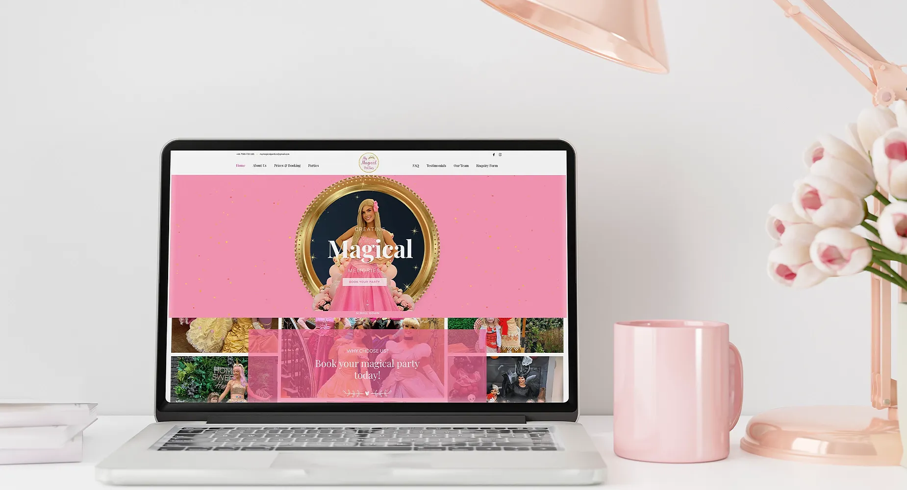 Screenshot of the My Magical Parties booking website